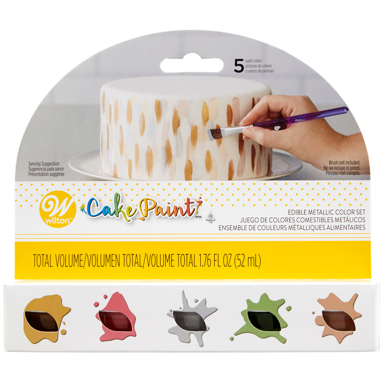 Cake Paint Set, 5-Piece Metallic Set (Gold, Silver, Copper, Red & Green) -  Wilton