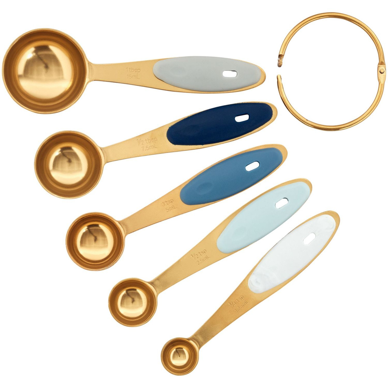 LIFETOWE Gold Measuring Cups and Spoons Set of 15, 18/8 Stainless Steel,  Includes 7 Nesting Metal Measuring Cups,8 Magnetic Measuring Spoons set 