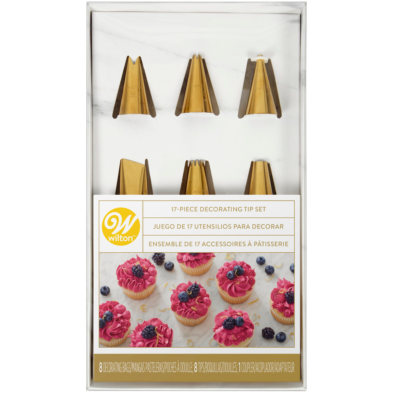 Navy Blue and Gold Piping Tips and Cake Decorating Supplies Set