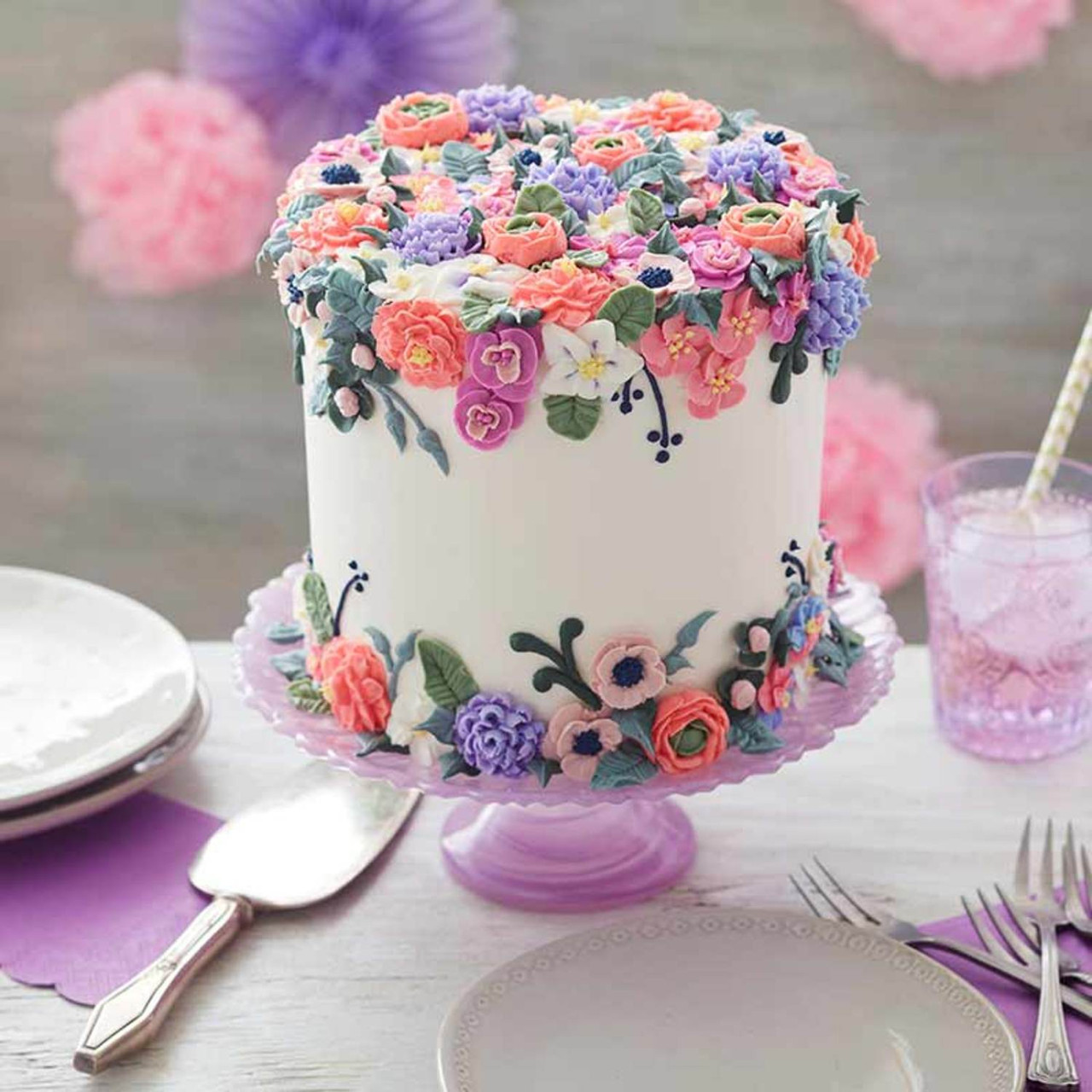 Layered Vanilla Cake with Buttercream Flowers | Recipe | Buttercream flowers,  Buttercream cake designs, Icing flowers