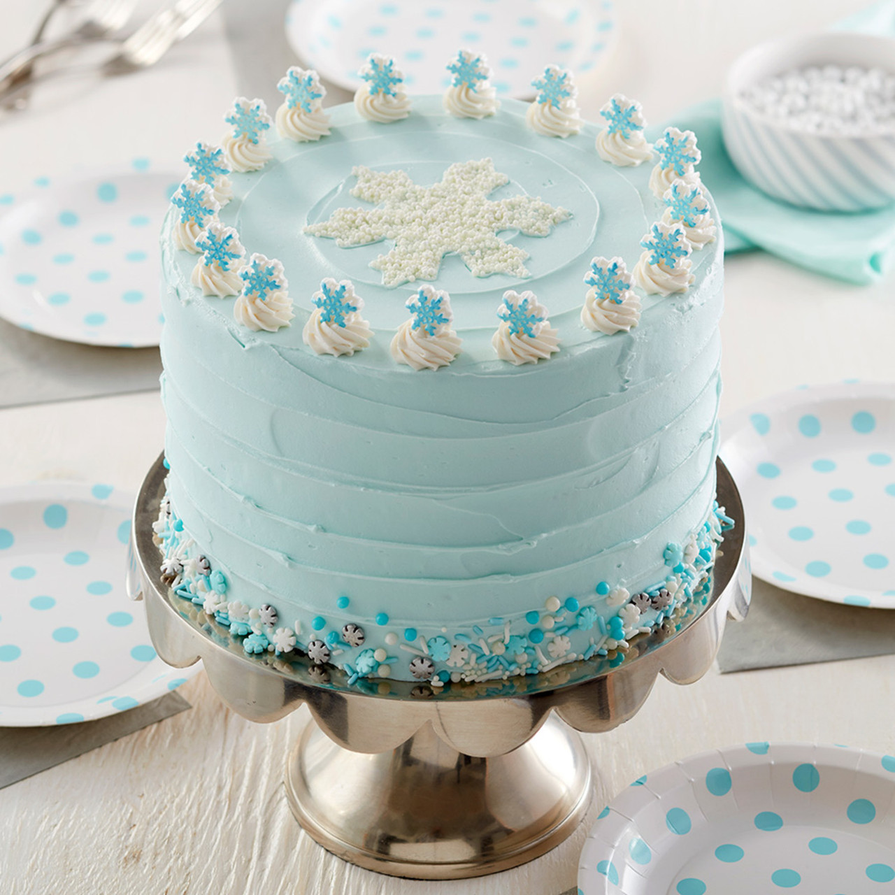 Snowflake First Birthday Cake - Curly Girl Kitchen