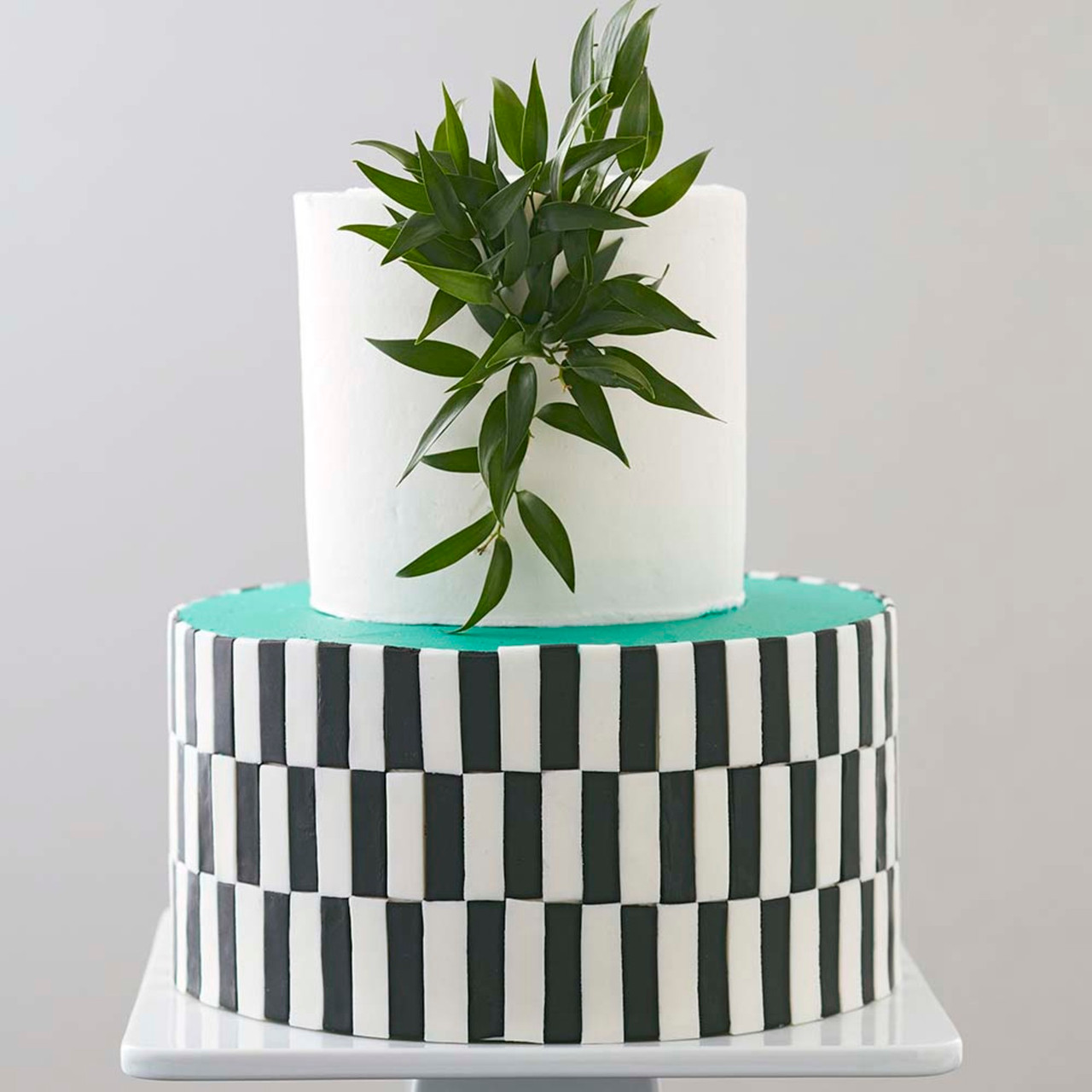Black White and Teal All Over Cake Wilton