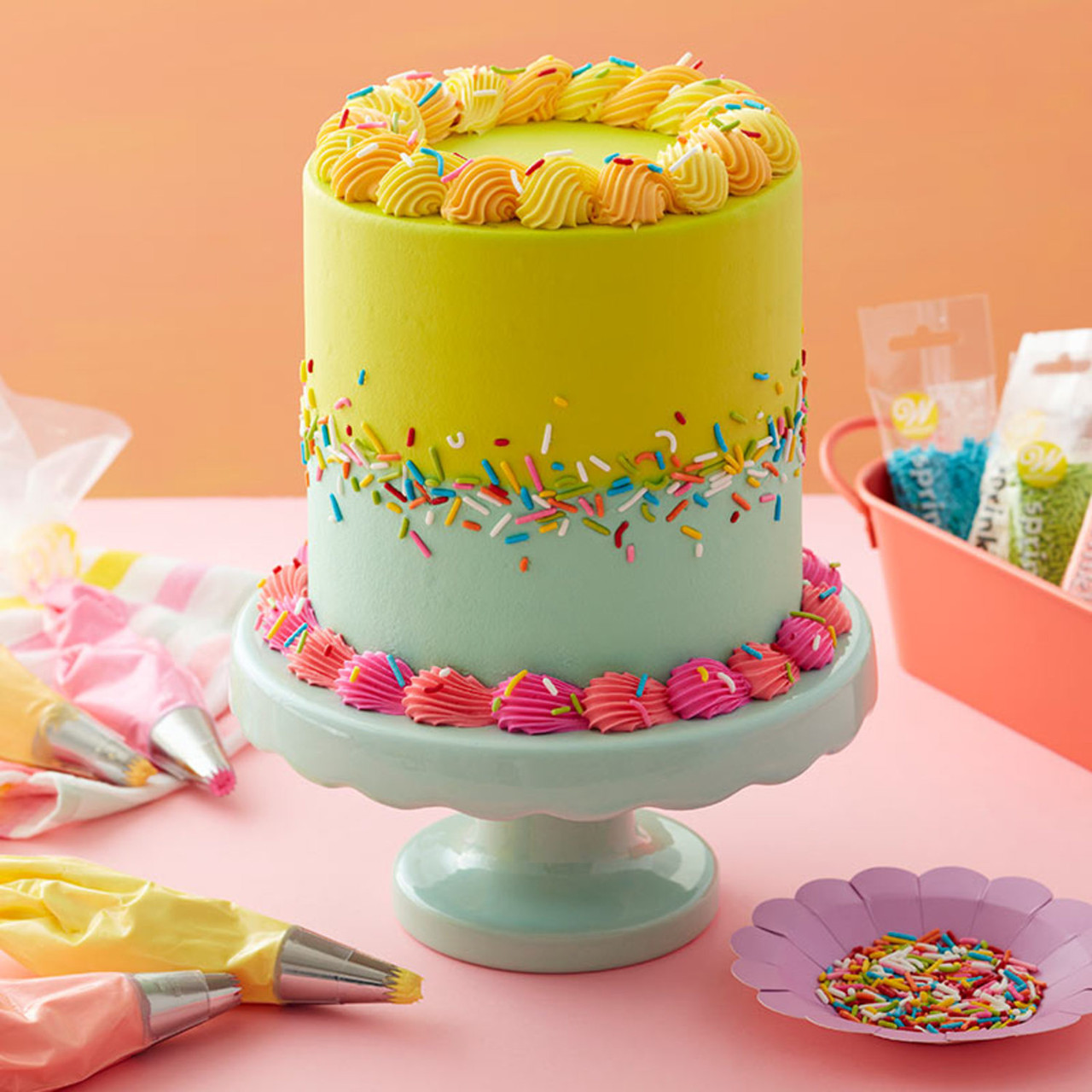 Rainbow Tie Dye Surprise Daisy Cake - Mom Loves Baking