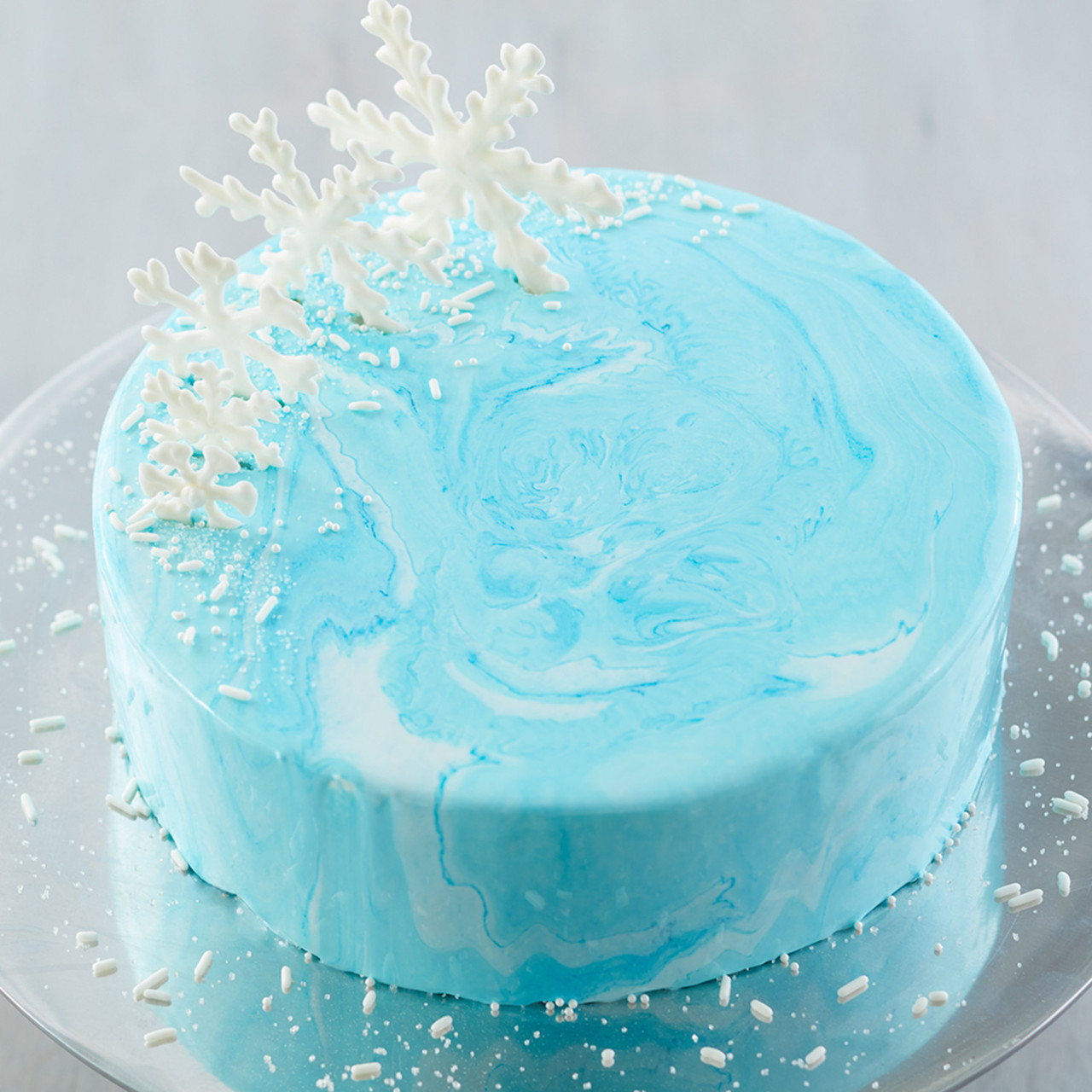 Mirror Glaze Snowflake Cake - Wilton