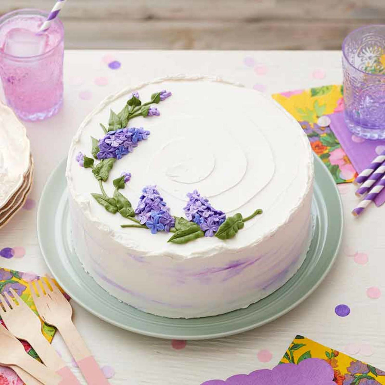 Delicious decorated lavender cake isolated on transparent background  27144243 PNG