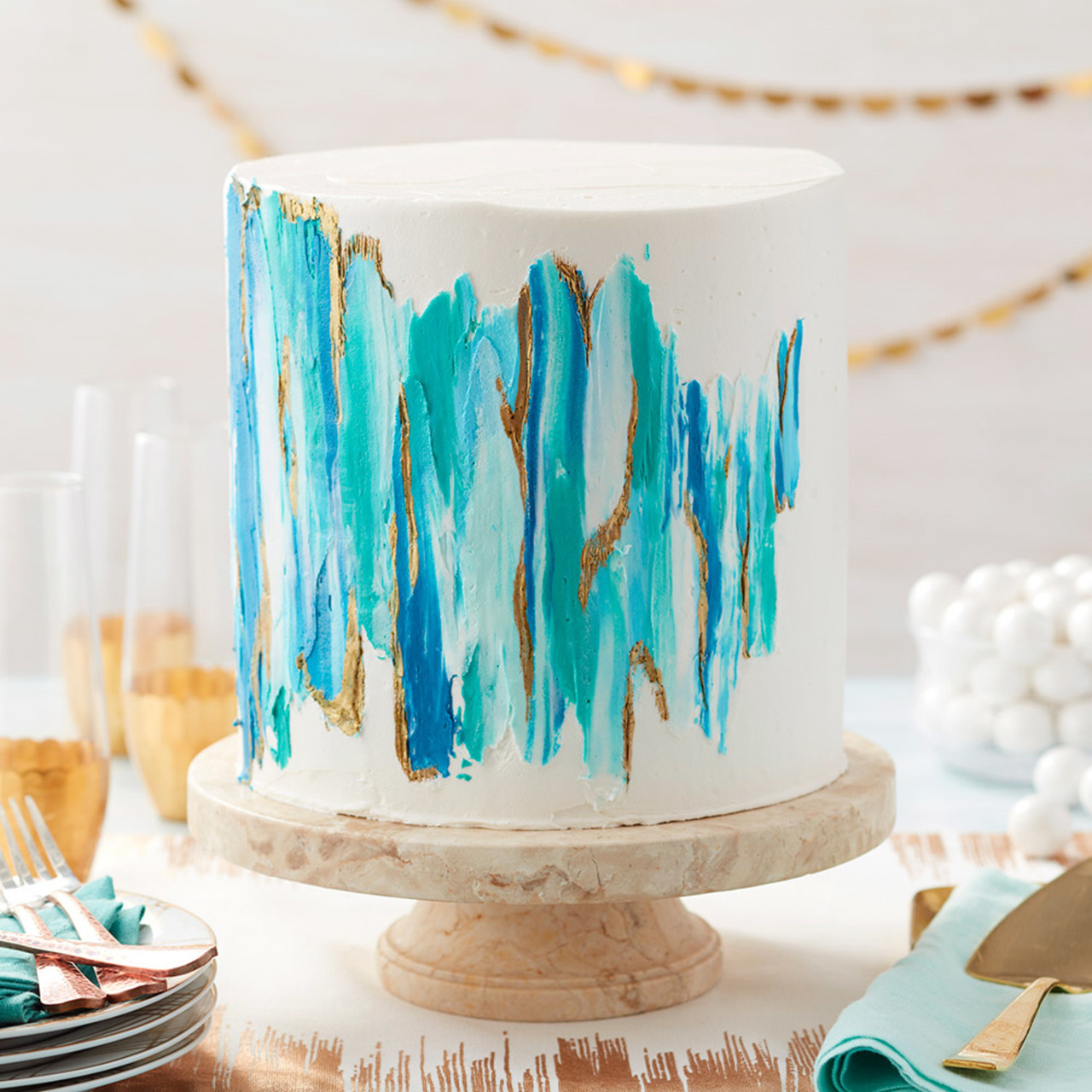 Wedding Cakes | Turquoise wedding cake, Teal cake, Teal gold wedding