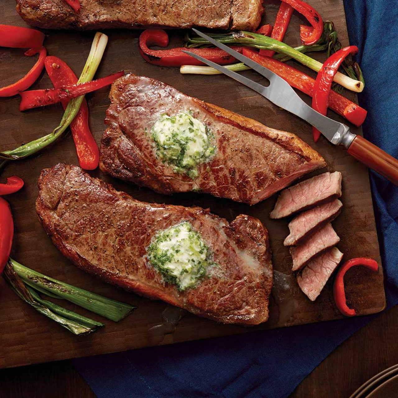 Broiled Strip Steaks with Garlic & Herb Butter Wilton