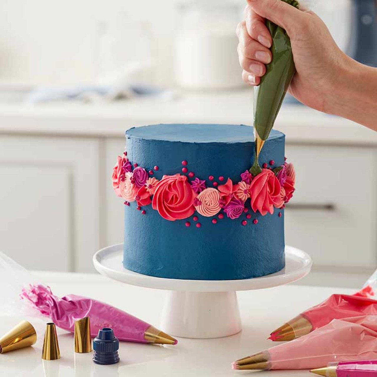 Rosette flowers cake pink blue cake perfect colour combination for new year  celebration newyearcake - YouTube