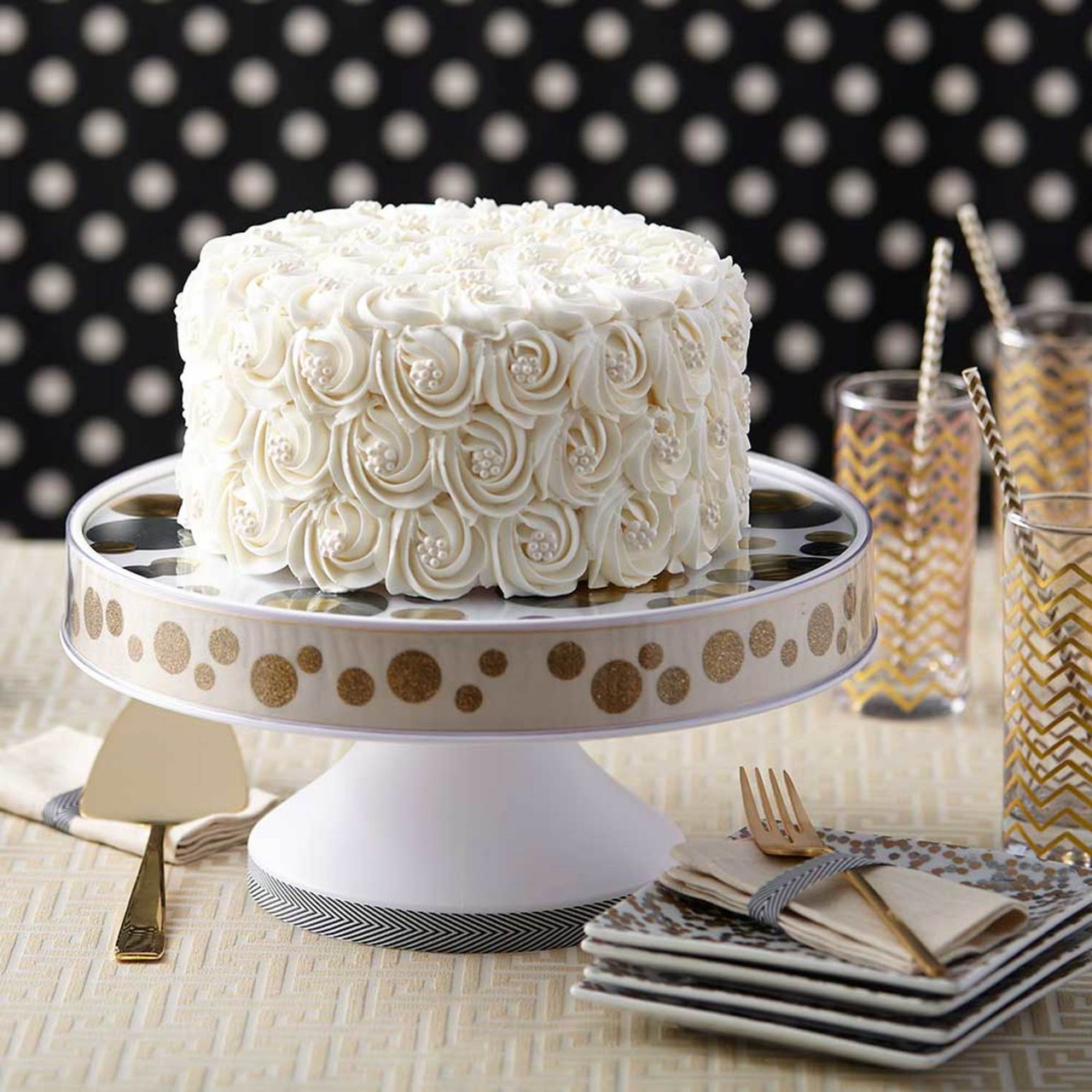 Pure White Rosette Wedding Cake - Wilton