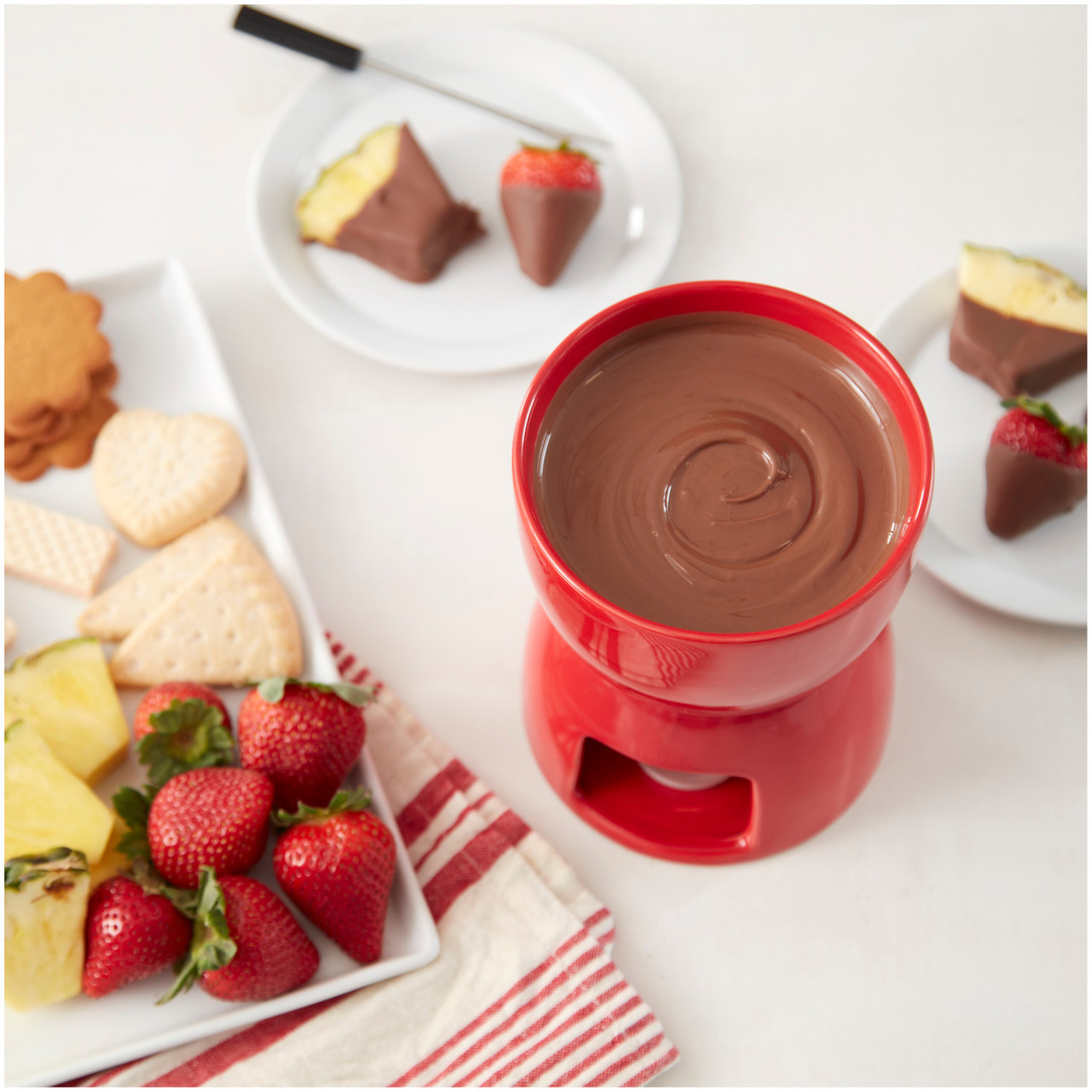 Evelots Mini Fondue Pot Set/Personal Fondue Mugs-Chocolate/Cheese/Fondue  Maker Gift Set/2 Ceramic Mugs/Forks/Candles
