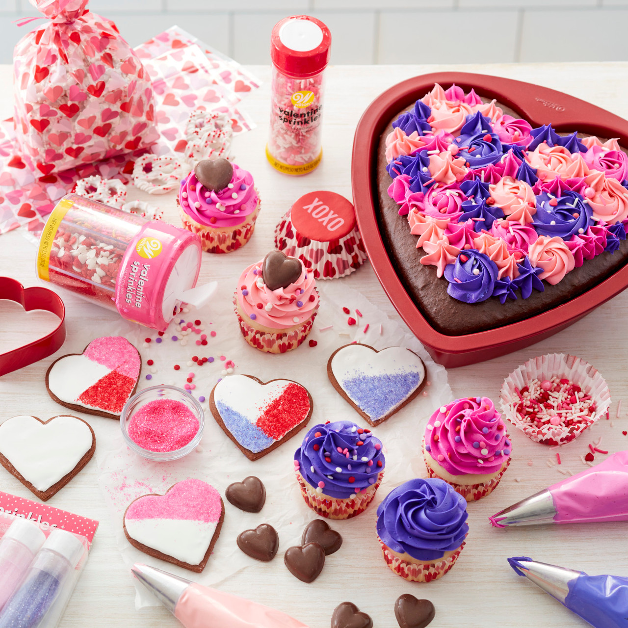 Sprinkle Heart Valentine's Day Cupcakes - SugarHero