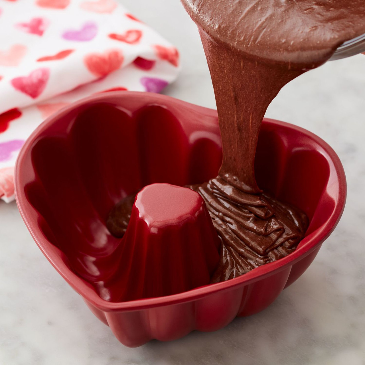 Wilton Red Heart-Shaped Non-Stick Fluted Tube Pan, 8