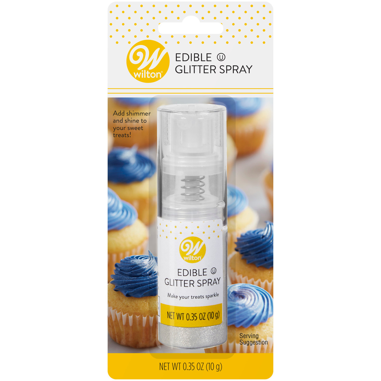 Metallic Silver Edible Sparkling Glitter Spray, 0.35 oz.