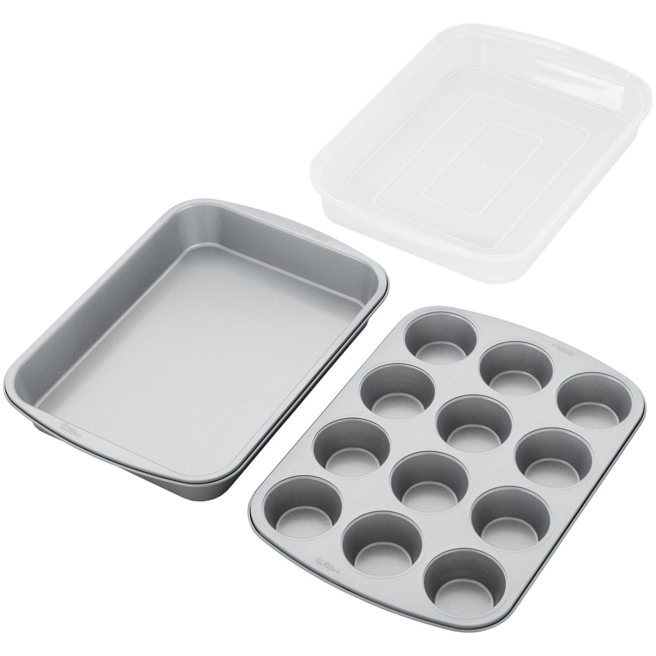 Wilton Perfect Results Muffin, Baking and Oblong Pan Bakeware Set, 3-Piece | Non-Stick