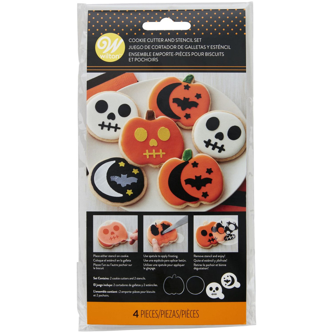 Happy Halloween Cookie Cutter and Stencil Set, 4-Piece Set - Wilton