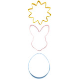 Easter Flower, Bunny and Egg Metal Cookie Cutter Set, 3-Piece