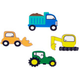 Tractor and Construction Truck Royal Icing Decorations, 0.74 oz. (12 Pieces)