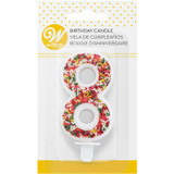 Sprinkle Pattern Number 8 Birthday Candle, 3-Inch
