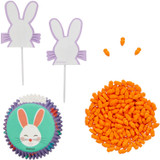 Easter Bunny and Carrot Cupcake Decorating Kit, 48-Piece Set