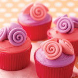 Pink and Purple Ribbon Rose Cupcakes