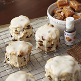 Cinnamon Raisin Biscuits with Caramel Glaze