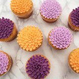 Orange and Purple Dahlia Cupcakes