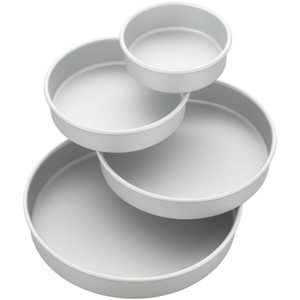 Aluminum Bakeware Round Tiered Cake Pan Set 6, 8, 10, and 12 Inch, 4 Piece