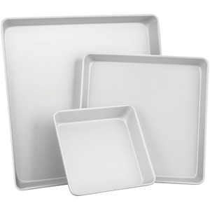 Performance Pans Square Cake Pans Set, 3 Piece -  8, 12 and 16-Inch Cake Pans