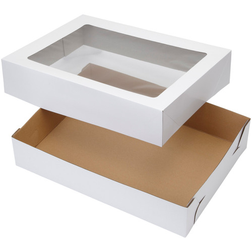 19 x 14-Inch White Cake Boxes with Windows, 2-Count