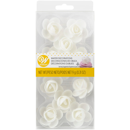 White Rose Wafer Icing Decorations, 0.35 oz, 10 Pieces