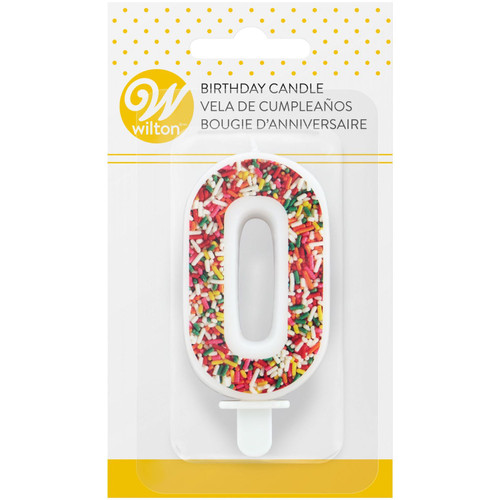 Sprinkle Pattern Number 0 Birthday Candle, 3-Inch