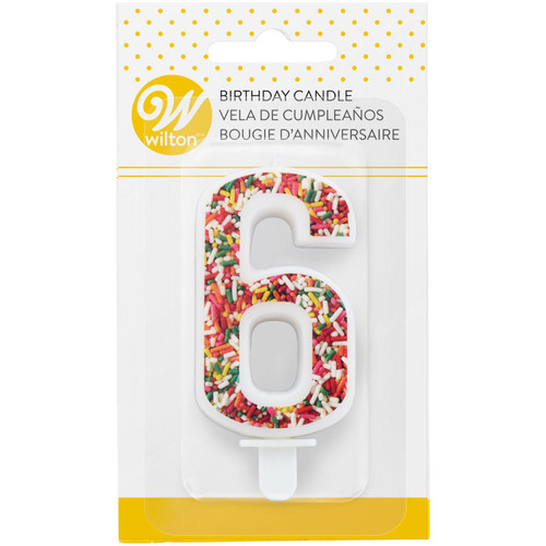Sprinkle Pattern Number 6 Birthday Candle, 3-Inch