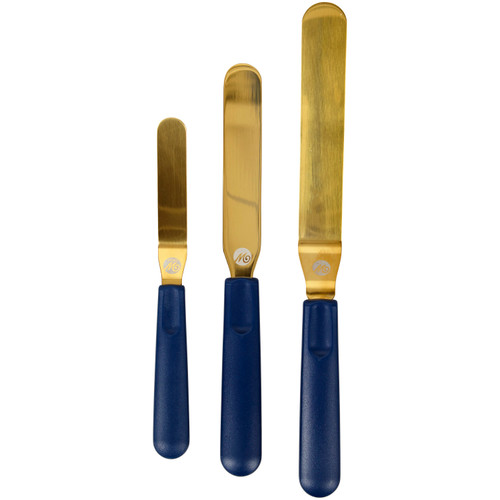 Navy Blue and Gold Icing Spatula Set, 3-Piece