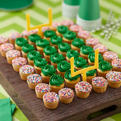 Game Day Football Field and Team Color Mini Cupcakes