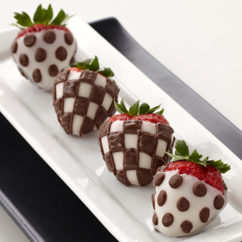 Dotted and Checked Dipped Strawberries