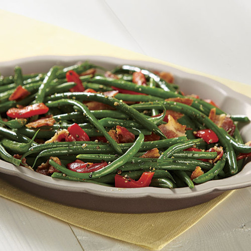 Balsamic Green Beans with Red Pepper and Bacon