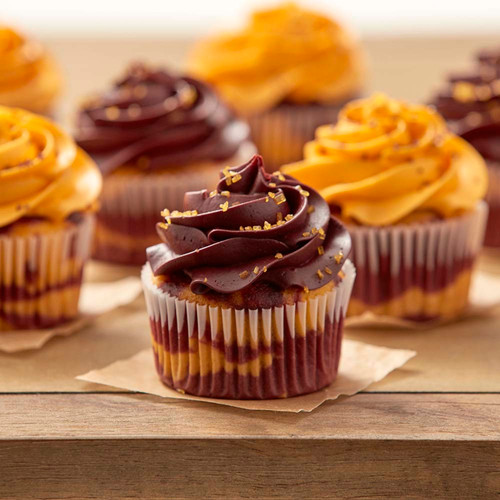 Marbled School Spirit Cupcakes