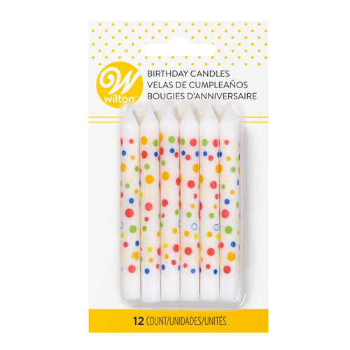 Colorful Polka Dot Birthday Candle Set, 12-Count