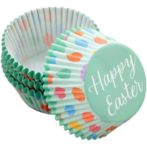 "Happy Easter" Paper Spring Easter Egg Cupcake Liners, 75-Count