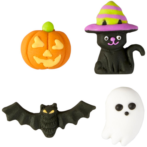 Bat, Cat, Pumpkin and Ghost Candy Decorations, 4-Count