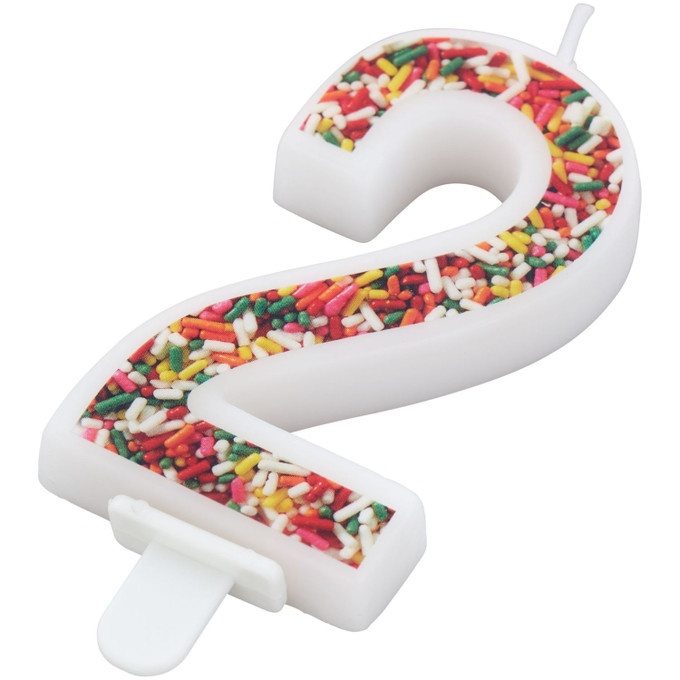 Sprinkle Pattern Number 2 Birthday Candle, 3-Inch
