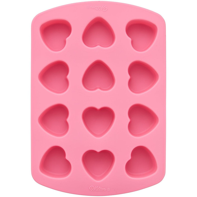 Heart-Shaped Valentine's Day Silicone Baking and Candy Mold, 12-Cavity