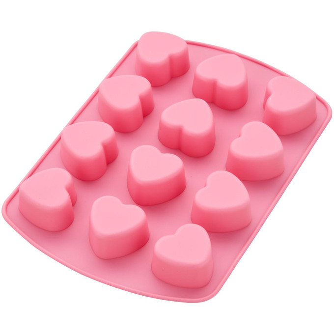 Heart-Shaped Valentine's Day Silicone Baking and Candy Mold, 12-Cavity