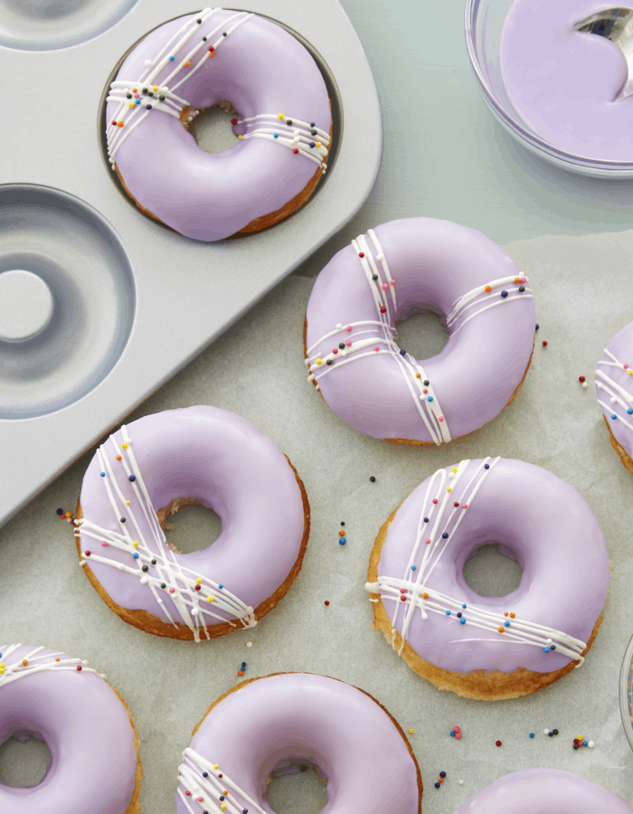 Purple frosted doughnuts