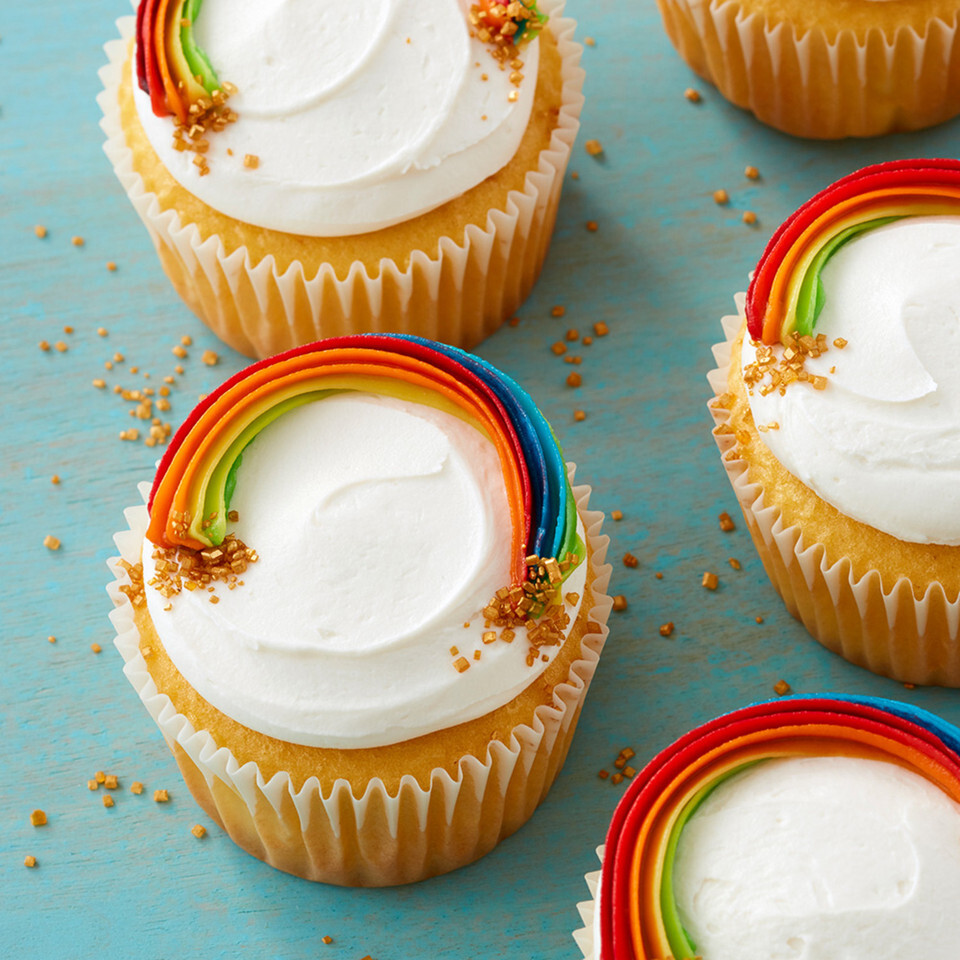 Golden Rainbow Cupcakes