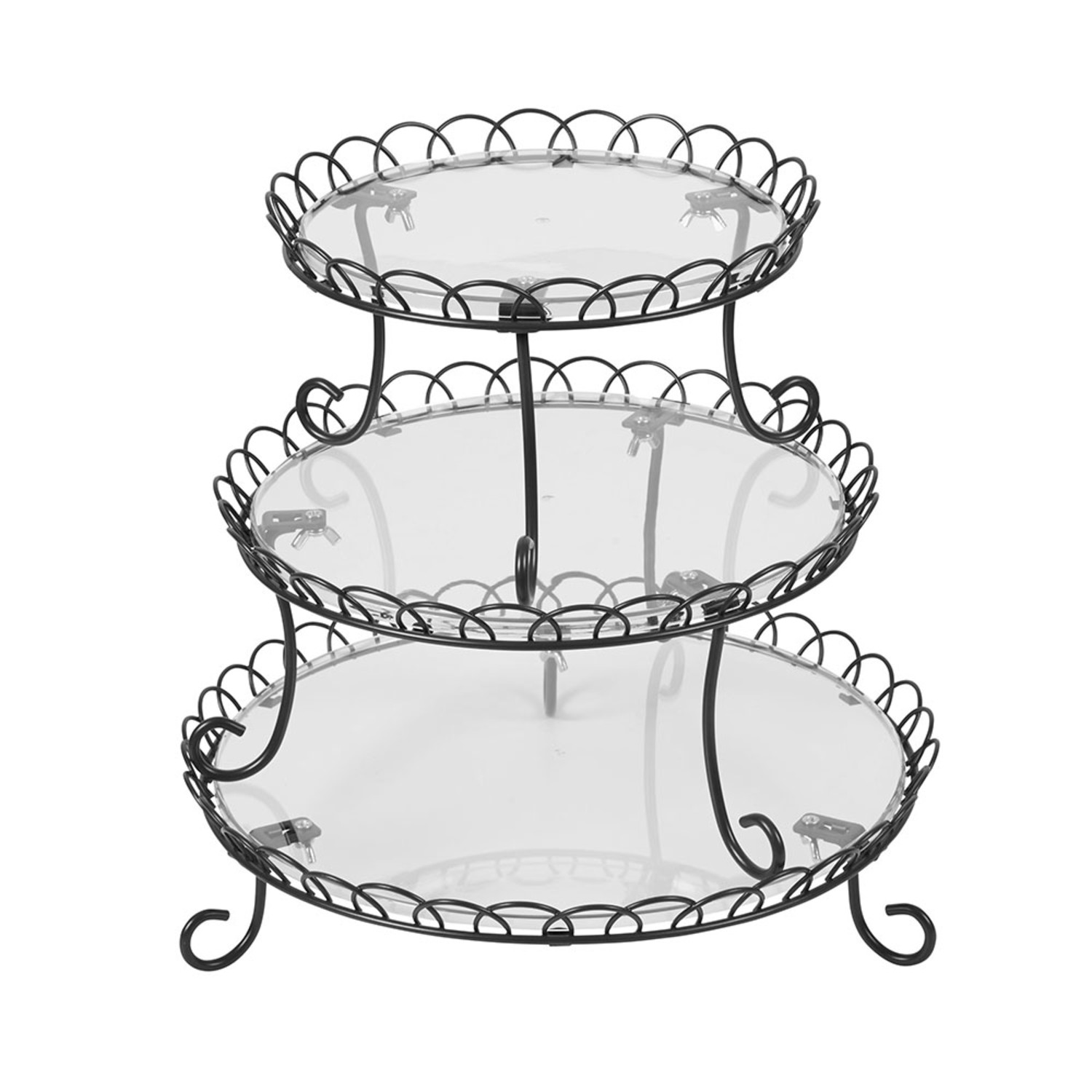 Cake Stand – Round Three Tiered Chrome Stand - Salters Hire