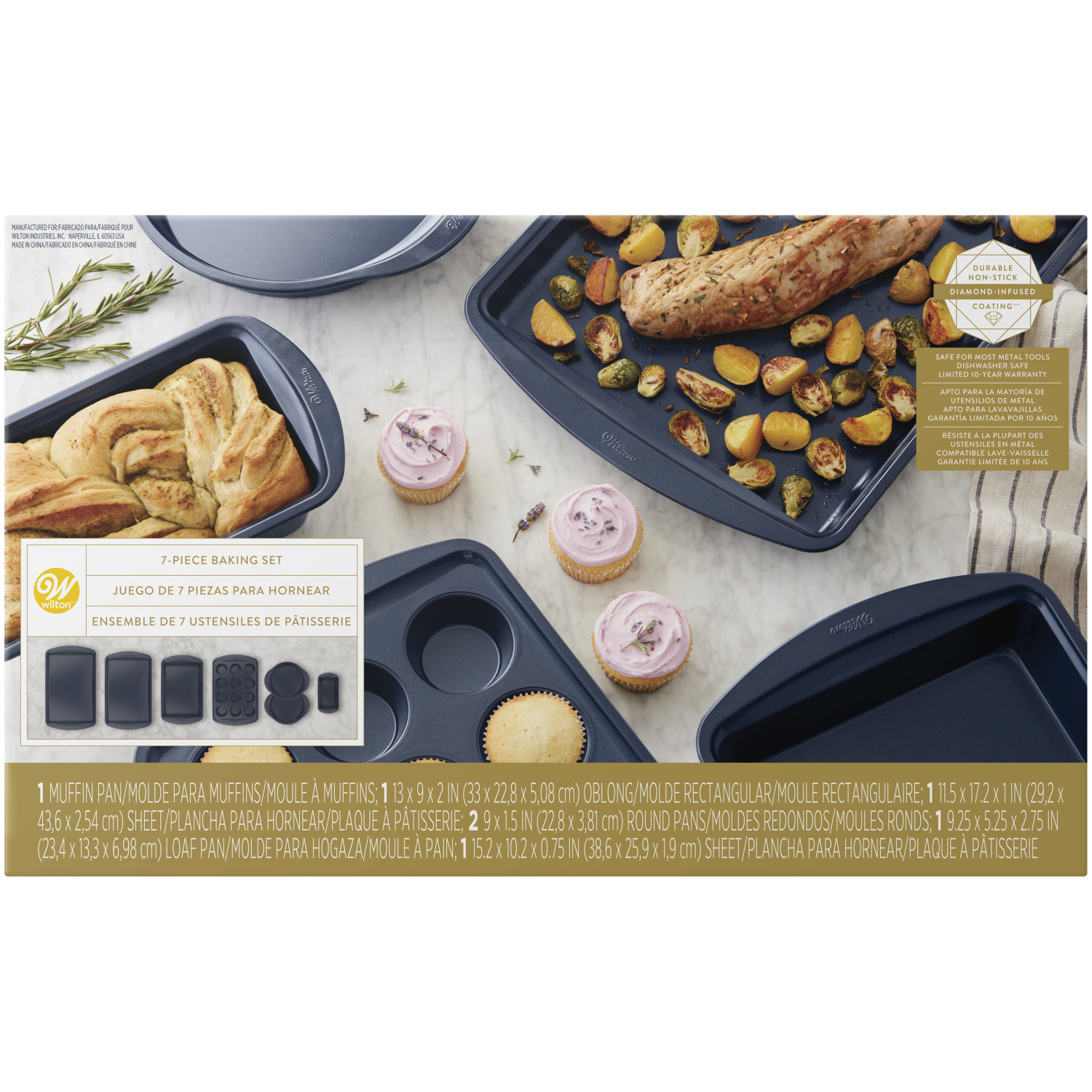 Perfect Results Muffin, Baking and Oblong Pan Bakeware Set, 3-Piece - Wilton