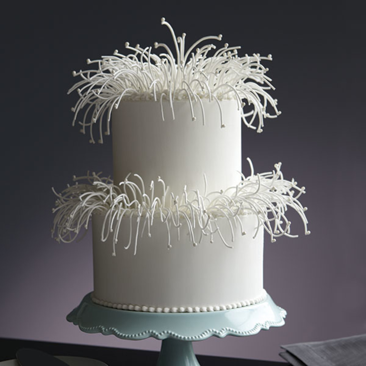 B67 - Fondant Wedding Cake With Delicate Flower Design