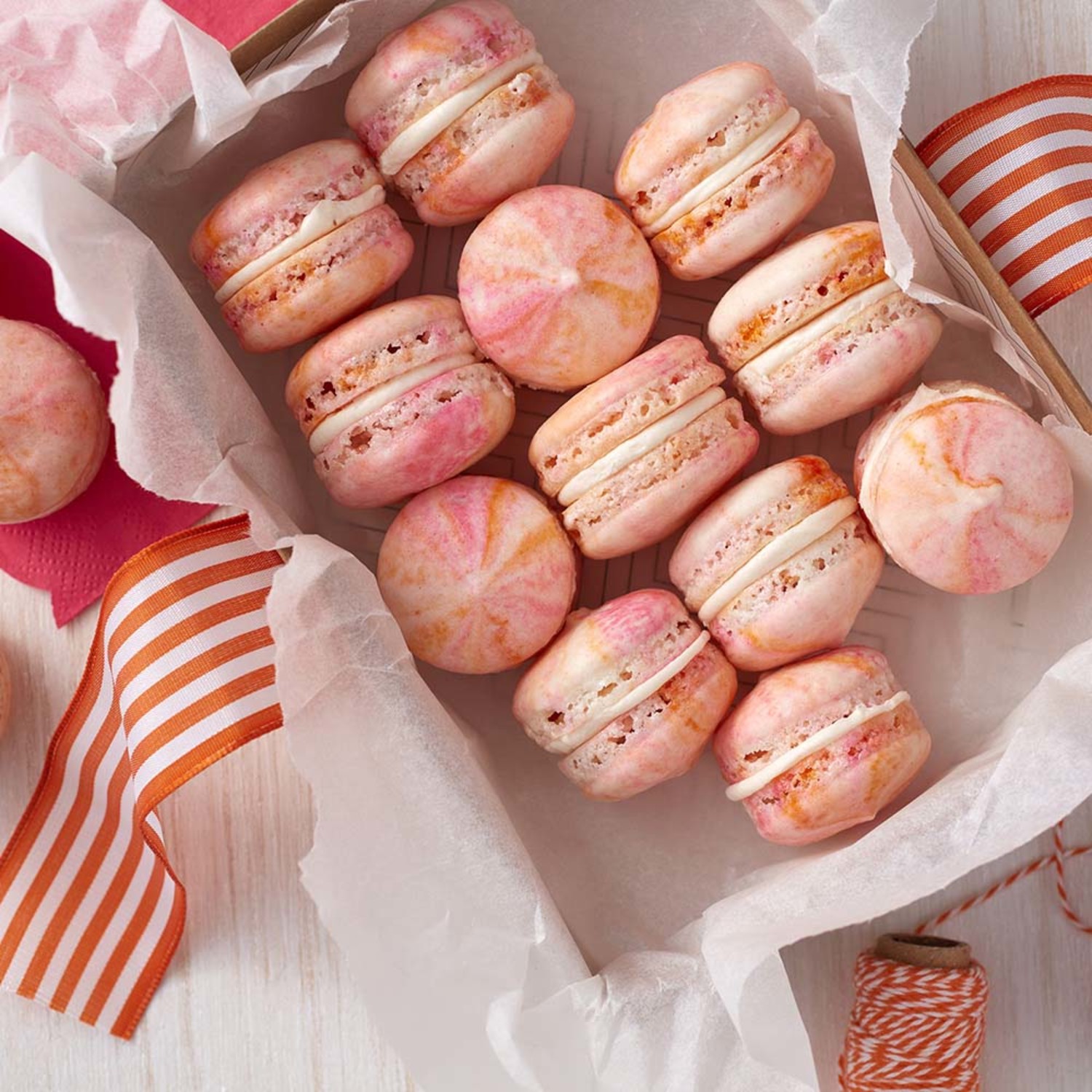 Pink Marbled French Macarons