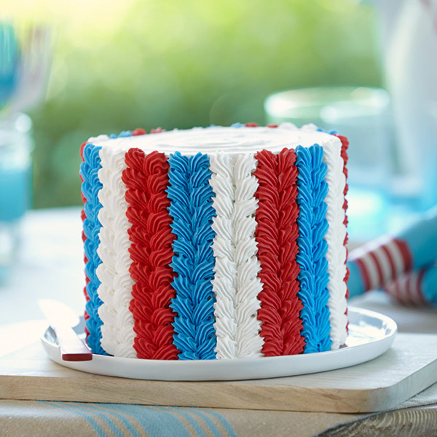 Red & White Stripe Cake – Surprise Habesha